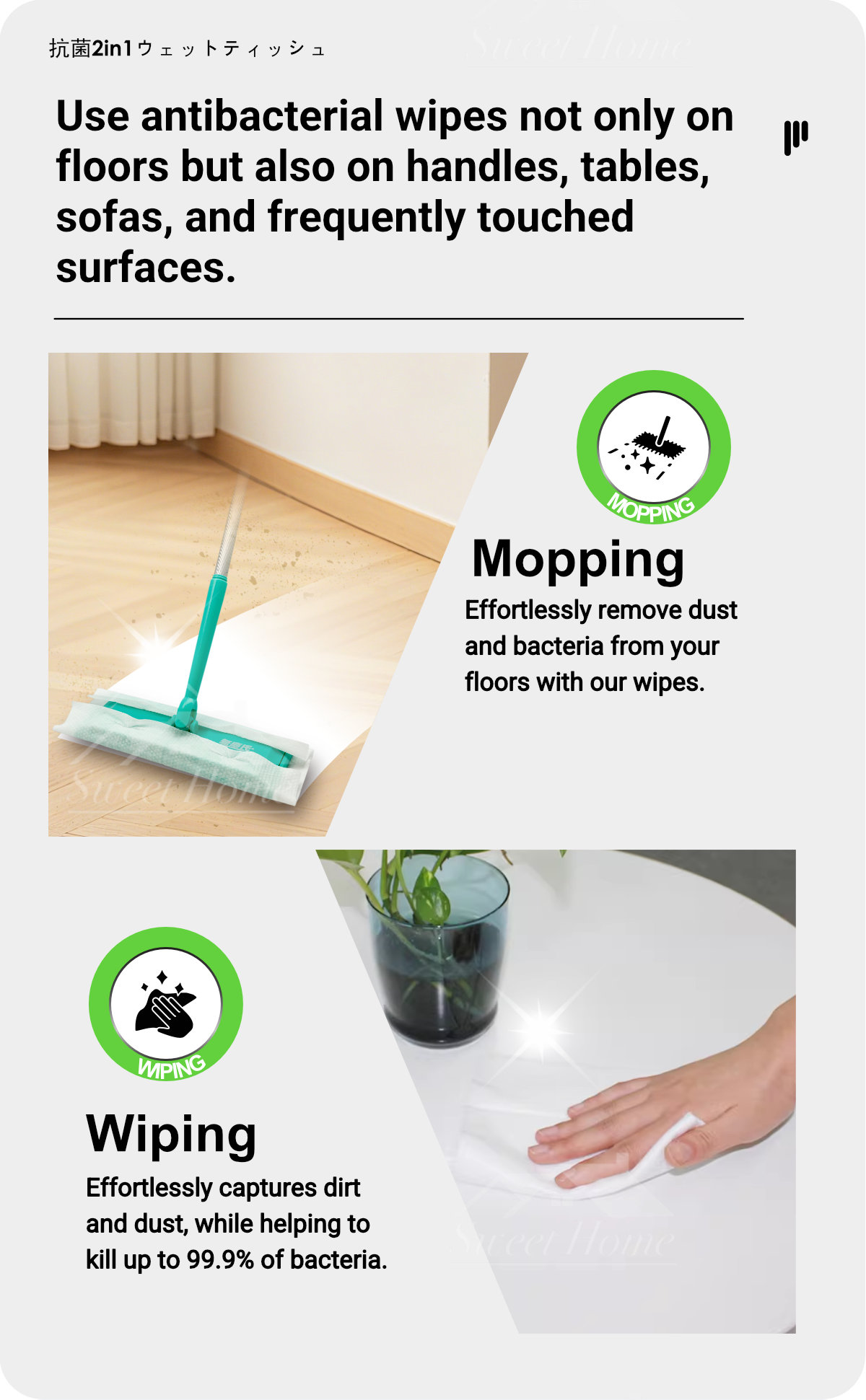 Clean Family-Antibacterial 2-in-1 Wet Wipes-3
